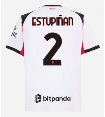 AC Milan Pervis Estupinan #2 Segunda Equipación 2025-26 Manga Corta